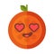 Emoji - orange in love with happy smile. Isolated vector.