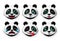 Emoji panda bear vector set. Cute giant panda bear emoticon and icon with facial expression of happy and crying isolated.