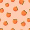 Emoji Peach pattern. Fruit peach wallpaper. Vector