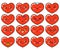 Emoji red hearts. Cute emoticons isolated on white background