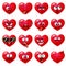 Emoji red hearts. Cute emoticons isolated on white background