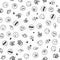 Emoji rock seamless pattern on a white background. Fun cartoon design with hands and glasses.