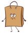 Emoji of a sad brown paper bag, vector or color illustration