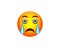 Emoji sad crying with big eyes realistic face expression