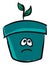 Emoji of a sad flower pot, vector or color illustration