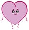 Emoji of a sad rose-colored heart set on isolated white background vector or color illustration
