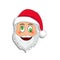 Emoji santa claus in sticker style. Winter holidays emotion. Santa clause in vexation emoji icon