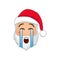 Emoji Santa Claus. Winter Holidays Emoticon. Santa Clause in cry emoji icon