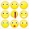 Emoji set. Smile, what, wink, angry, dead, evil, crying, show tongue, sulk emoticon. Vector illustration.