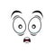 Emoji with shocked facial expression isolated icon