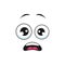 Emoji with shocked facial expression isolated icon