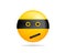 Emoji smile icon vector symbol. Ninja Smiley face yellow cartoon character
