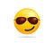Emoji smile icon vector symbol. Smiley face With Sunglasses yellow cartoon character