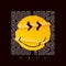 Emoji smile and slogan - only good vibes for t-shirt design. Typography graphics with realistic crumpled emoji smile for tee shirt