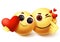 Emoji smiley love couple character vector design. Smiley emojis and emoticon in love facial expression