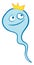 Emoji of a smiling blue sperm wearing a crown, vector or color illustration