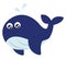 Emoji of the smiling blue whale, vector or color illustration