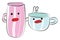 Emoji of smiling coffee cups vector or color illustration