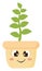 Emoji of the smiling orange flower pot, vector or color illustration
