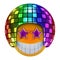 Emoji sphere with disco ball.