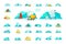 Emoji sticker big set character Icon. Cute man human spacesuit spaceman Different situations. 404 error not found