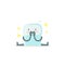 Emoji sticker Icon. Baby cute small new robot surprised and shy. Very cute for child kid picture confusion. Flat color