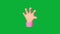 Emoji style hello waving hand gesture animation isolated on chroma key green screen. New v2 motion animation