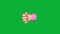 Emoji style thumbs up hand gesture animation isolated on chroma key green screen. Stylized like hand icon 3D render in 4k.