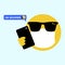 Emoji in sunglasses and  face mask texting OK Boomer, generation z verses baby boomer social media expression and meme in the age