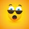 Emoji with Surprised Face, Open Mouth and Eyes with Sunglasses