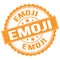 EMOJI text on orange round stamp sign