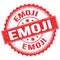 EMOJI text on red round stamp sign