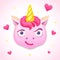 Emoji unicorn face, vector illustration