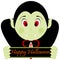 Emoji Vampire Holding Happy Halloween Sign