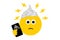 Emoji wearing tin foil hat, carrying phone with all seeing eye icon, conspiracy theory