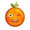 Emoji - winking orange with happy smile. Isolated vector.