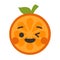 Emoji - winking orange with happy smile. Isolated vector.