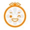 Emoji - winking orange with happy smile. Isolated vector.