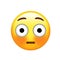 Emoji yellow embarrassed face and flushed red cheeks icon