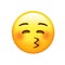 Emoji yellow face with pursed lips, blushing making kissing motion icon