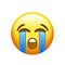 Emoji yellow sad face with crying tear icon