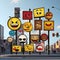 Emojis bringing life, character, and playfulness to urban signages