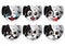 Emojis dog vector set. Puppy dogs animal emoticon head with sad and funny face for design.
