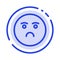 Emojis, Emotion, Feeling, Sad Blue Dotted Line Line Icon