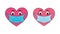 Emojis of hearts in masks and gloves. Valentines Day. Stop Covid-19