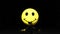 Emojis icons with facial expressions smile yellow face ball with water splash