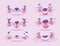 Emojis kawaii cartoon animal expression faces set