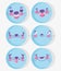 Emojis kawaii cartoon expression blue aminal faces set