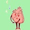 Emojis of the Physiological heart. Cute cardiology character sings