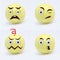 Emojis set with emotions in sad  mood.